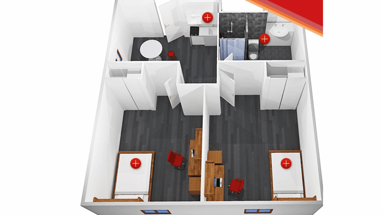plan coliving résidence étudiante Infanti à Oullins - ARPEJ