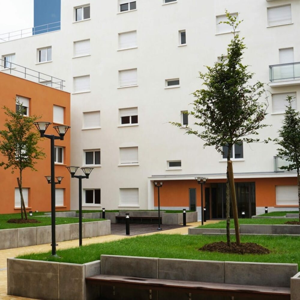 extérieur résidence étudiante Carmen Caron à Aubervilliers - Arpej